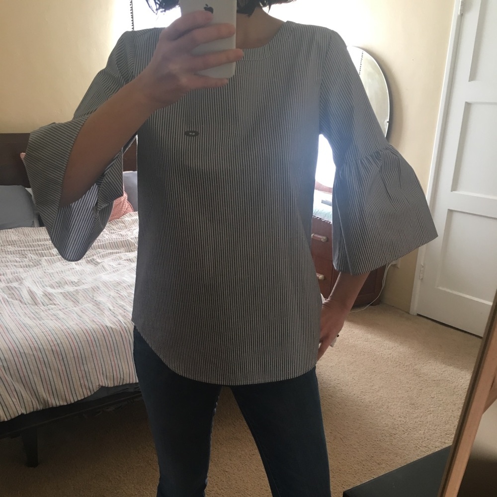 NWT striped Bell Sleeve Blouse